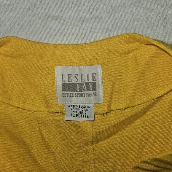 Vintage Short Sleeve Button Up Blazer Yellow Big Buttons Size 12 Petite Retro - Picture 4 of 10